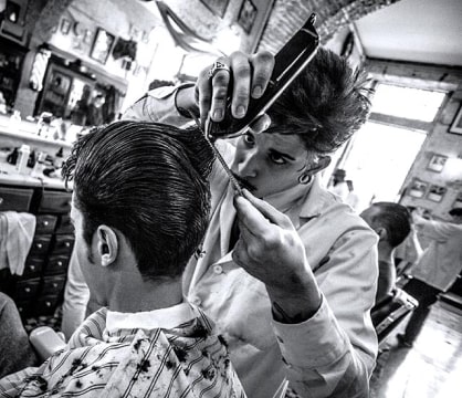 barber shaving client